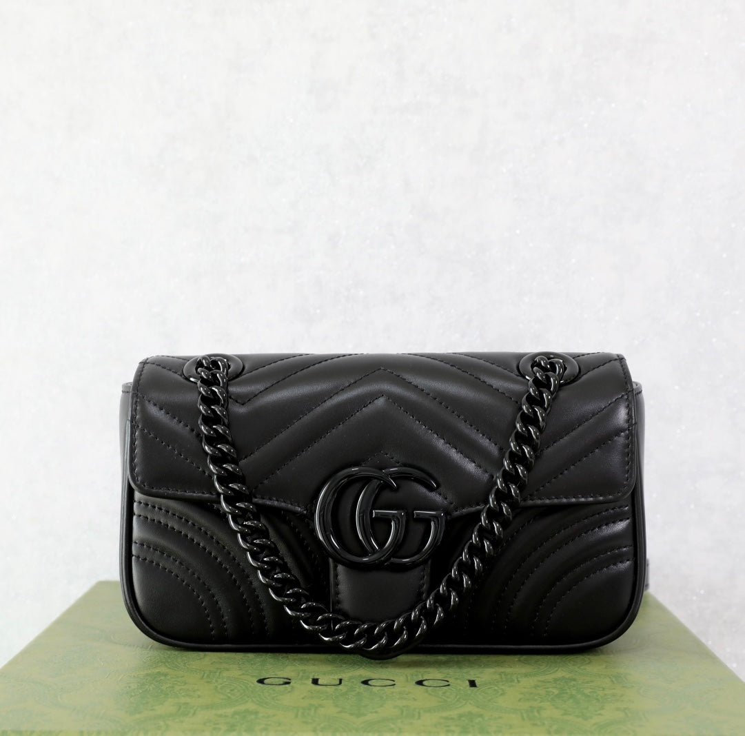 Gucci GG Marmont Black Matelassé Shoulder Bag-446744